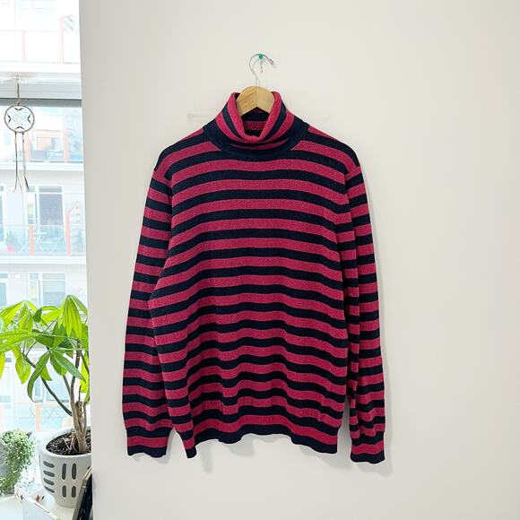 J. Crew Red Sparkle Stripe Turtleneck Sweater Size 3X - Picture 1 of 5